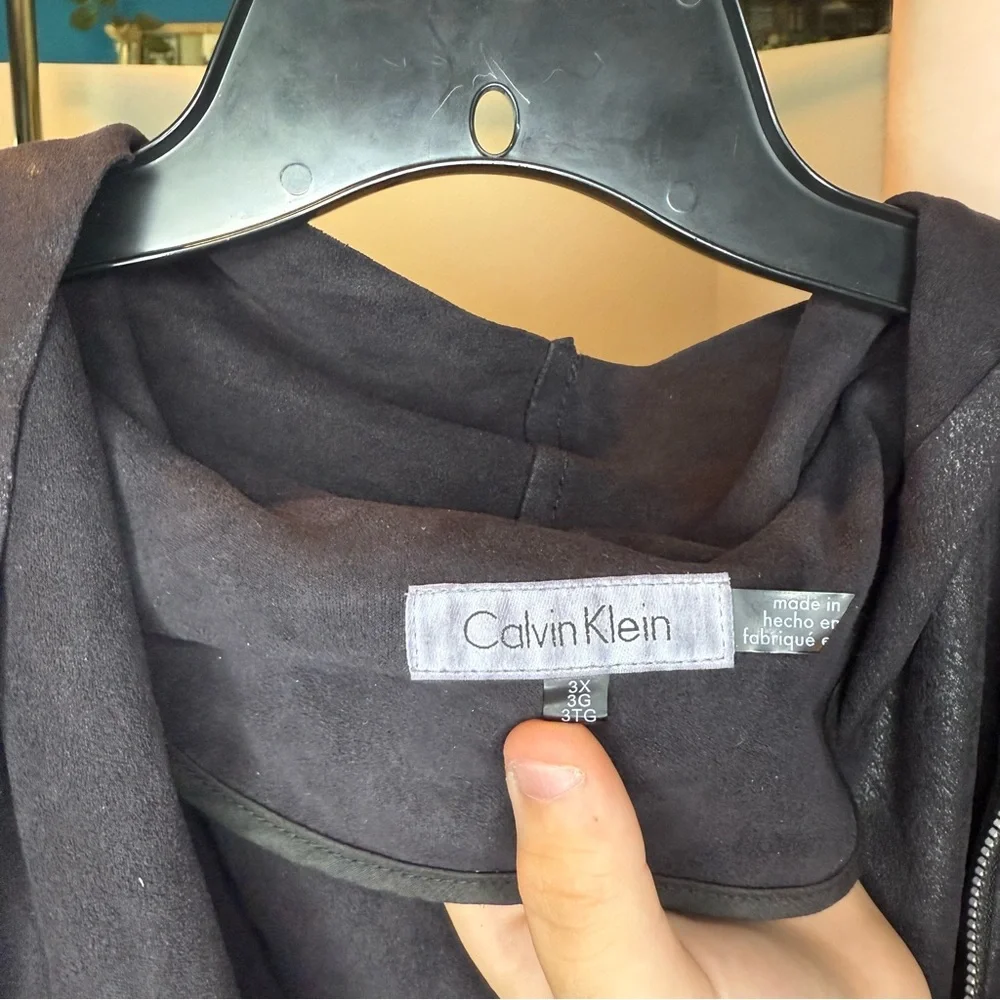 Calvin Klein Women's Black Distressed Draped Lapel Jacket Size: 3X - Picture 2 of 8